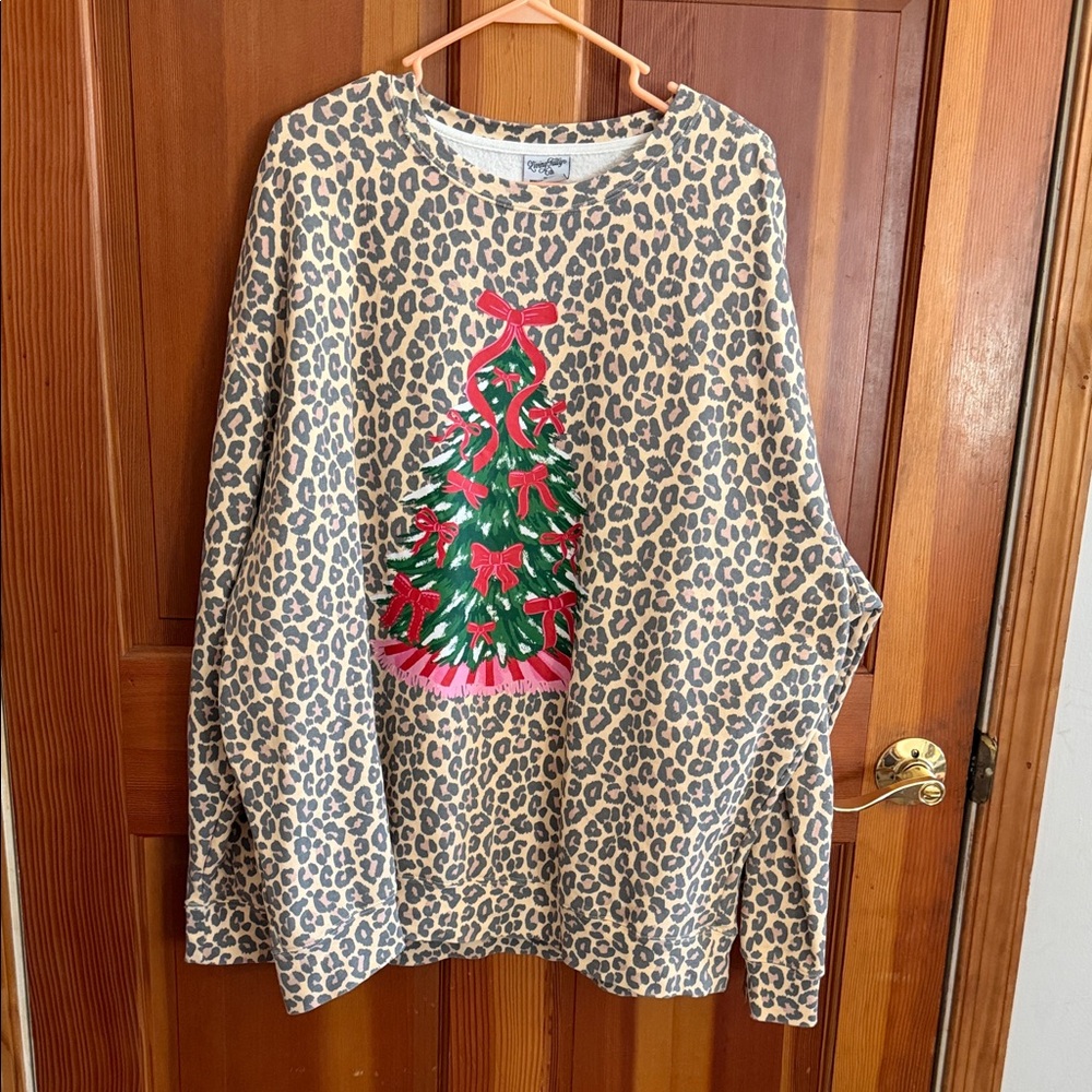 Living Fully Leopard Print Christmas Tree Sweatshirt